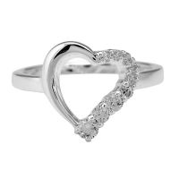 Ring Silver Plated Heart W CZ Stones (Pack of 2)