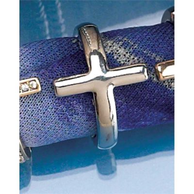 Ring Silver Plated Horizontal Cross Stretch (Pack of 2) - 714611157007 - 35-4547