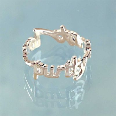 Ring Silver Plated Love,Purity,Trust Size 4 (Pack of 2) - 714611170303 - 35-4638