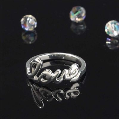 Ring Silver Plated Love Script Size 6 - 714611159957 - 35-6120