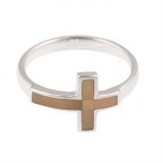Ring Silver Plated Mother of Pearl Cross Pack of 2