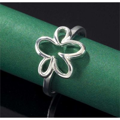 Ring Silver Plated Open Flower Size 5 - 714611160304 - 35-6155