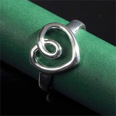 Ring Silver Plated Open Heart Size 7 - 714611160144 - 35-6139