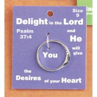 Ring Silver Plated Psalm 37:4 Pack of 2