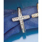 Ring Silver Plated Rhinestone Cross Stretch Pack of 2