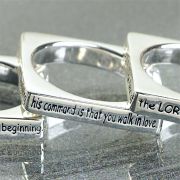 Ring Silver Plated Square 2 John 1:6 cd (Pack of 2)
