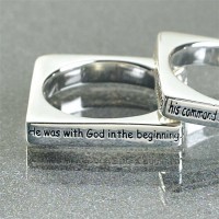 2pk -Ring Silver Plated Square John 1:1 2 (Pack of 2)