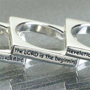 Ring Silver Plated Square Proverbs 9:10 cd (Pack of 2)