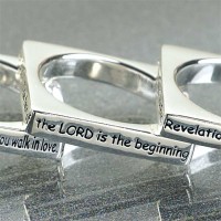 2pk -Ring Silver Plated Square Proverbs 9:10 cd (Pack of 2)