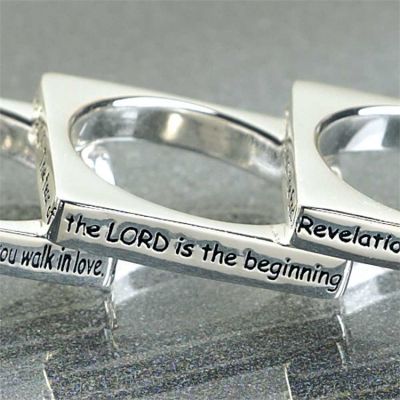Ring Silver Plated Square Proverbs 9:10 cd size 6 (Pack of 2) - 714611151401 - 35-4222