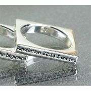 Ring Silver Plated Square Revelation 22:13 cd (Pack of 2)