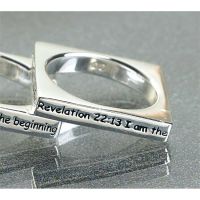 Ring Silver Plated Square Revelation 22:13 (Pack of 2)