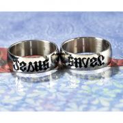 Ring Stainless Steel Jesus/Saves (Pack of 2)