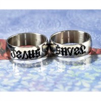 2pk -Ring Stainless Steel Jesus/Saves (Pack of 2)