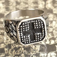 2pk -Ring Stainless Steel Square/Cross (Pack of 2)