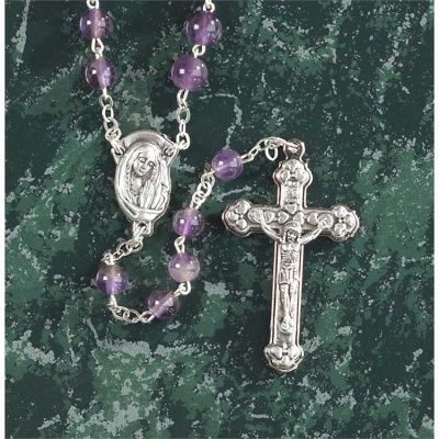 Rosary Beads 18 Inch 6mm Amethyst/Madonna Center - 714611164449 - 32-0748