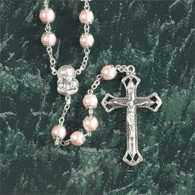 Rosary Beads 23 Inch 8mm Necklace Pearl/Madonna Center - 714611164432 - 32-0747