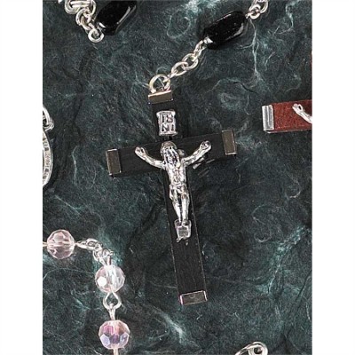 Rosary Beads Dark Brown Wood w/Silver Tone Corpus - 714611135883 - 32-0732 Rosary Beads Dark Brown Wood w/Silver Tone Corpus - 714611135883 - 32-0732