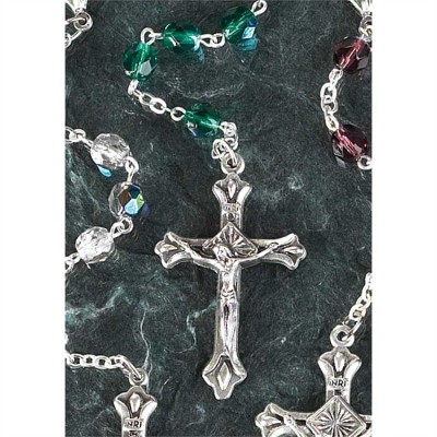 Rosary Beads Emerald 6mm w/Antiqued Silver Crucifix - 714611135999 - 32-0743