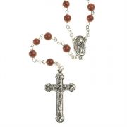 Rosary Beads Genuine Goldstone/Madonna Center