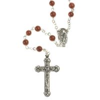 Rosary Beads Genuine Goldstone/Madonna Center