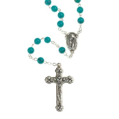 Rosary Beads Genuine Turquoise/Madonna Center - 714611180999 - 32-0769