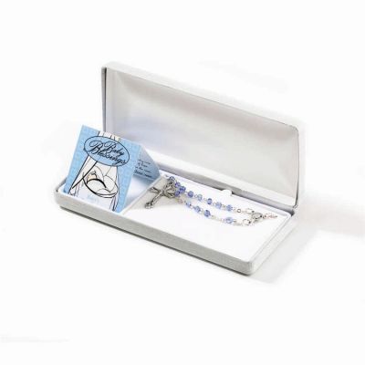 Rosary Beads Sapphire Aurora Borealis 4mm Boys 1st Rosary - 714611117575 - 32-0792