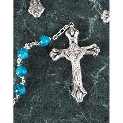 Rosary Blue Faux Sapphire Beads 7mm - 714611135838 - 32-0727