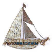 Sailboat/Wall Plaque Wood/Metal 25 Inch
