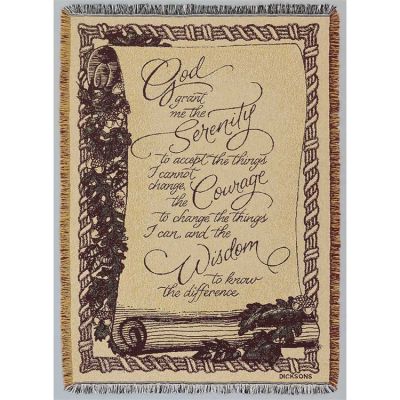 Serenity Prayer Tapestry Throws, Natural, Hunter Green, Light Green - 603799482219 - FAB-920