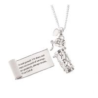 Silver Plated 1 Corinthians 13:4 8 Scroll 18 Inch Chain Pack of 2