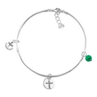 Silver Plated Bangle Bracelet Cross,Anchor,Turquoise Bead
