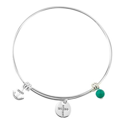 Silver Plated Bangle Bracelet Oval/CZ Cross,anchor - 603799073509 - 35-4801