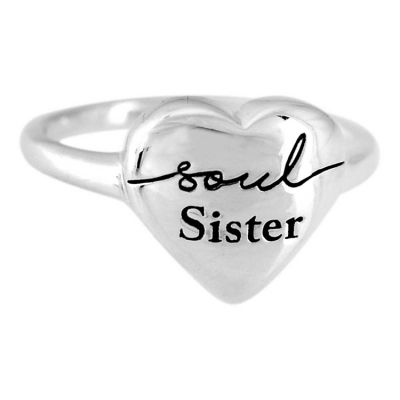 Silver Plated Soul Sister Heart Ring Size: 6 (Pack of 2) - 603799207034 - 35-4918