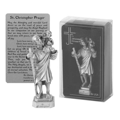 Tabletop 3.5 Inch Figurine Pewter St Christopher - 603799111478 - FIG-2