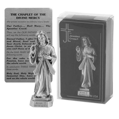 Tabletop Figurine 3.5 Inch Pewter Divine Mercy - 603799111515 - FIG-4