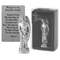 Tabletop Figurine 3.5 Inch Pewter Guardian Angel With Girl