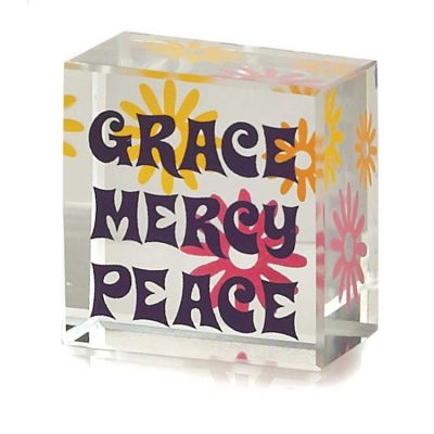 Tabletop Glass Plaque 1x1 Inch Grace, Mercy, Pack of 3 - 603799280617 - CMG-205