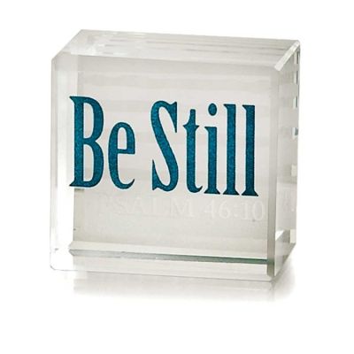 Tabletop Glass Plaque 1x1 Know That I Am God Psalm 46:10 Pack of 3 - 603799280587 - CMG-201