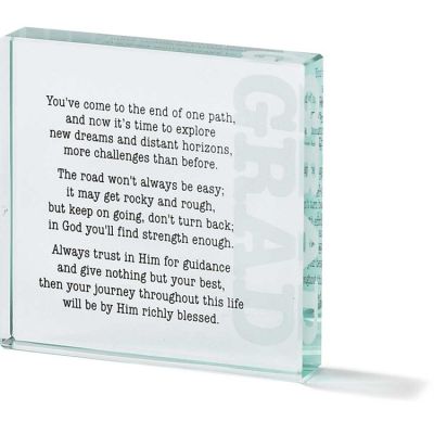 Tabletop Glass Plaque 3.75x3.75 Grad You  Pack of 2 - 603799285957 - CMG-1514