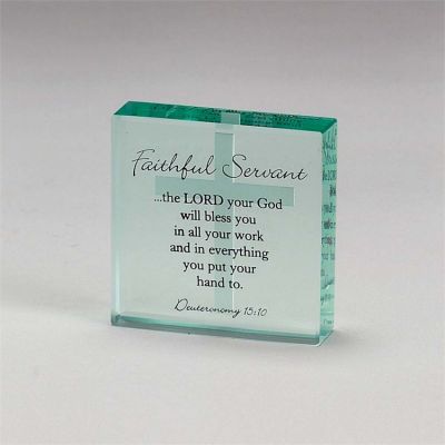 Tabletop Glass Plaque 3 Inch X3 Inch Faithful Serenity Pack of 3 - 603799021272 - CMG-11