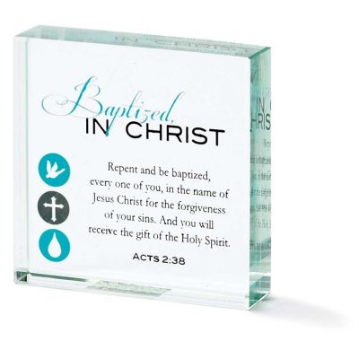 Tabletop Glass Plaque 3x3 Inch Baptized In Christ Acts 2:38, 3pk - 603799546935 - CMG-49