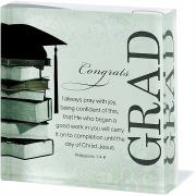 Tabletop Glass Plaque 3x3 Inch Congrats Grad Pack of 3