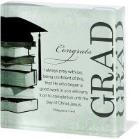 Tabletop Glass Plaque 3x3 Inch Congrats Grad Pack of 3