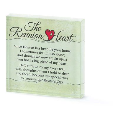 Tabletop Glass Plaque 3x3 Inch Reunion Heart Pack of 2 - 603799551038 - CMG-50