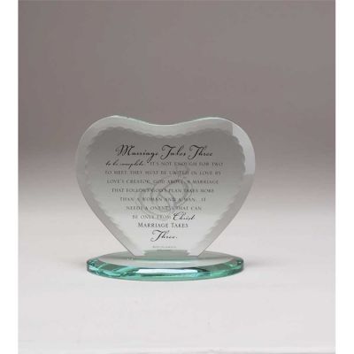 Tabletop Glass Plaque Marriage Takes Three - 603799285124 - CMG-603