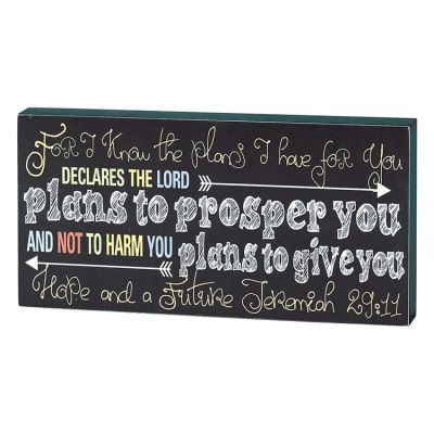 Tabletop Plaque MDF For I Know The Plans Jeremiah 29:11 (Pack of 2) - 603799008433 - PLQTTW-44