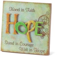 Tabletop Plaque Resin 5.5x5.5 Hope Pack of 2