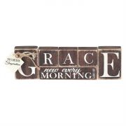 Tabletop Word Wood 9.75x3.5 Inch Grace-New Every Morning (Pack of 2)