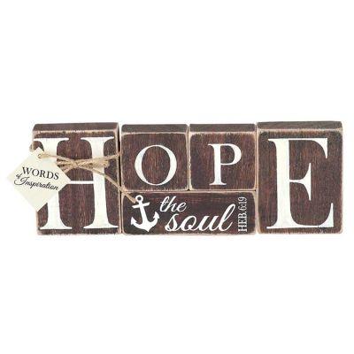 Tabletop Word Wood 9.75x3.5 Inch Hope Anchors the Soul (Pack of 2) - 603799086240 - BLOCKWRD-4